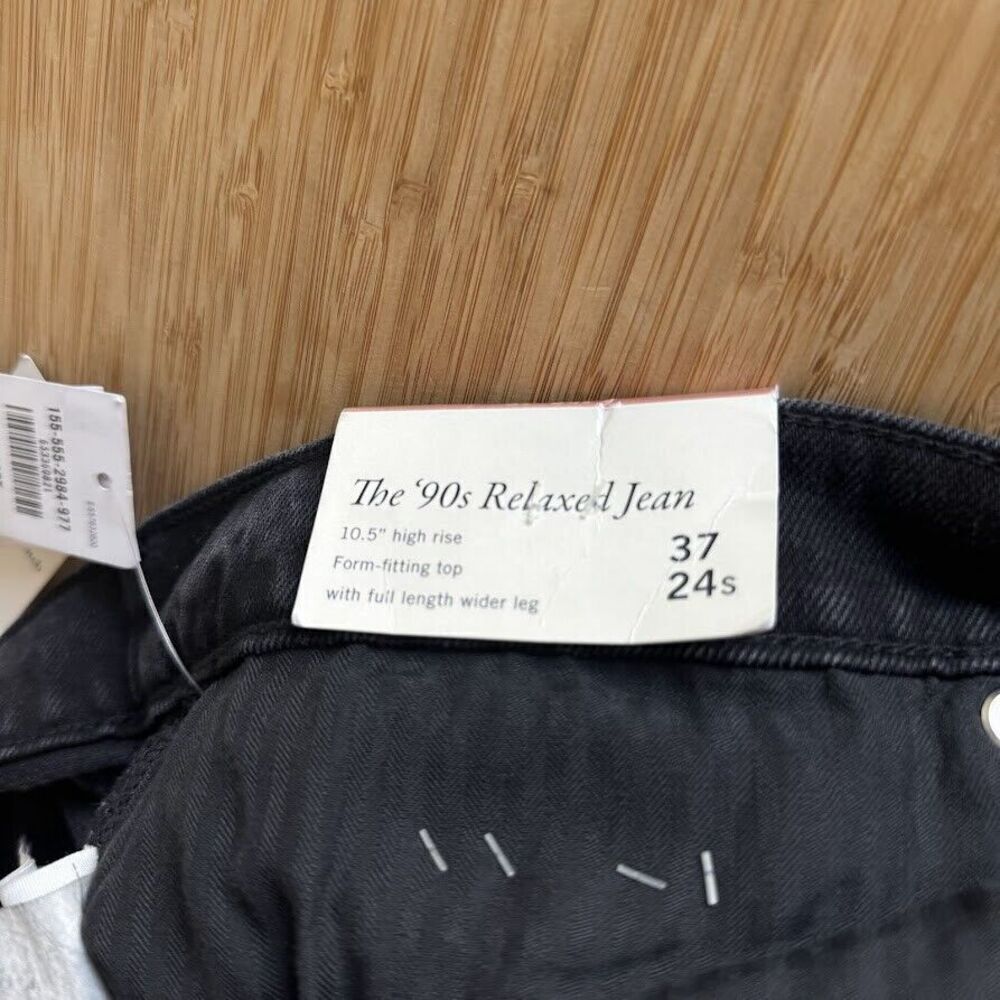 Abercrombie & Fitch Jeans 37/24s SHORT 90s Relaxed Wide Leg Black Ankle Slit - Picture 7 of 13